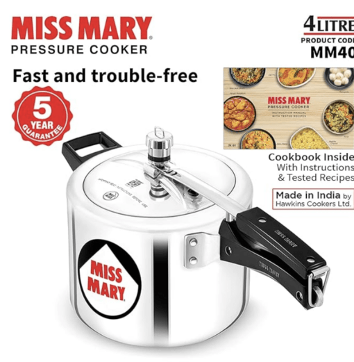 Hawkins Miss Mary Aluminium Inner Lid Pressure Cooker, 4 Litre, Silver (MM40) - Image 3